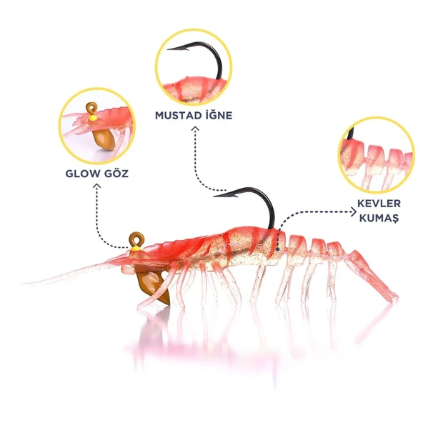 Caretta Sakura Shrimp 7.6cm 6.5gr Silikon Karides Yem  E 010 ürün görseli 1