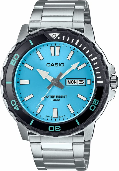 Casio MTD-125D-2A3VDF Quartz Çelik Gri Turkuaz Kadran 10 ATM 46 mm Erkek Kol Saati ürün görseli 1