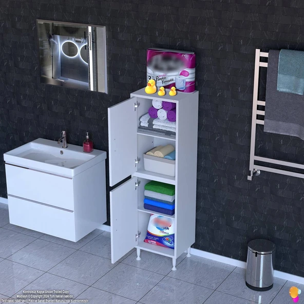 Modilayn İLKİM 35x138x32,5 cm Ekstra Düzen İçin Kullanışlı 4 Kapak 4 Bölmeli Banyo Mutfak Dolabı ürün görseli 1