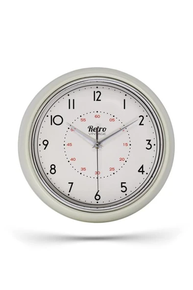 New-Max Premium Serisi Retro Tasarım Metal Kadranlı Bombeli Cam Özellikli 25 cm Ev ve Ofis Saati Beyaz ürün görseli 1