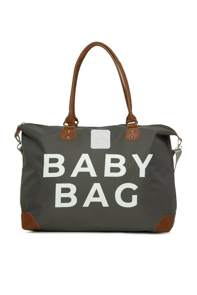 Bagmori Gri Baby Bag Baskılı Garnili Anne Bebek Çantası ürün görseli 1