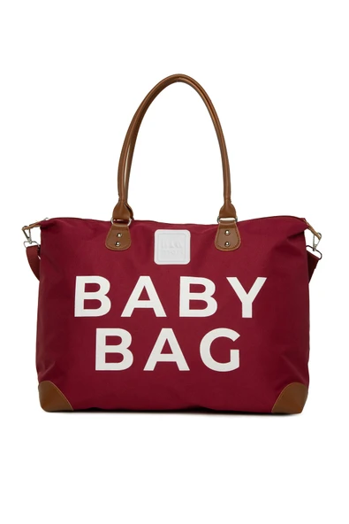 Bagmori Bordo Baby Bag Baskılı Garnili Anne Bebek Çantası ürün görseli 1