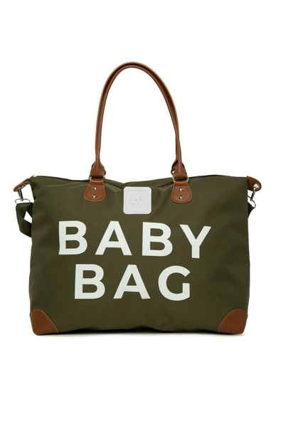 Bagmori Haki Baby Bag Baskılı Garnili Anne Bebek Çantası ürün görseli 1