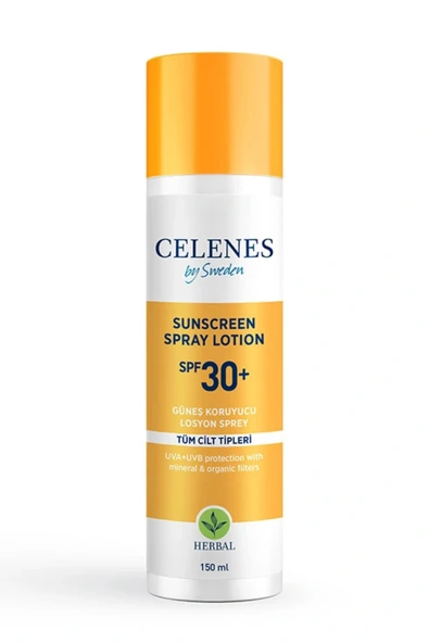 Celenes Herbal Güneş Koruyucu Losyon Sprey SPF 30+ – Bitkisel İçerikli Yüksek Koruma, 150 ml ürün görseli 1