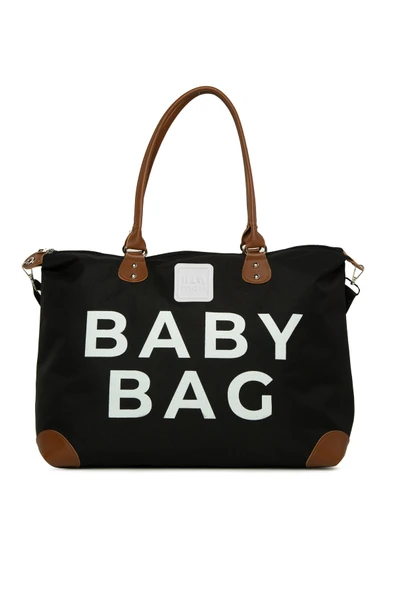 Bagmori Siyah Baby Bag Baskılı Garnili Anne Bebek Çantası ürün görseli 1