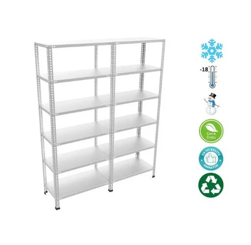 6 Katlı Duble Paslanmaz Krom Raf - Inox Soğuk Oda Rafı, Buzhane Rafı  43x93 cm 150 cm 0.70 mm ürün görseli 1