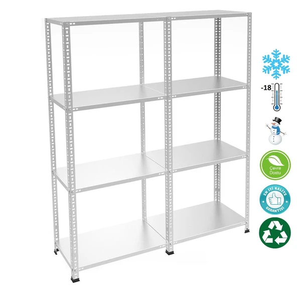 4 Katlı Duble Paslanmaz Krom Raf - Inox Soğuk Oda Rafı, Buzhane Rafı  43x75 cm 150 cm 0.70 mm ürün görseli 1