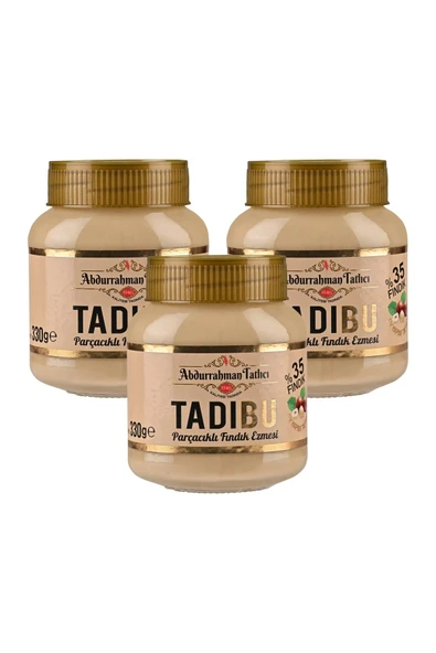 Abdurrahman Tatlıcı Tadıbu Parçacıklı Fındık Ezmesi 330 gr x 3 Adet ürün görseli 1