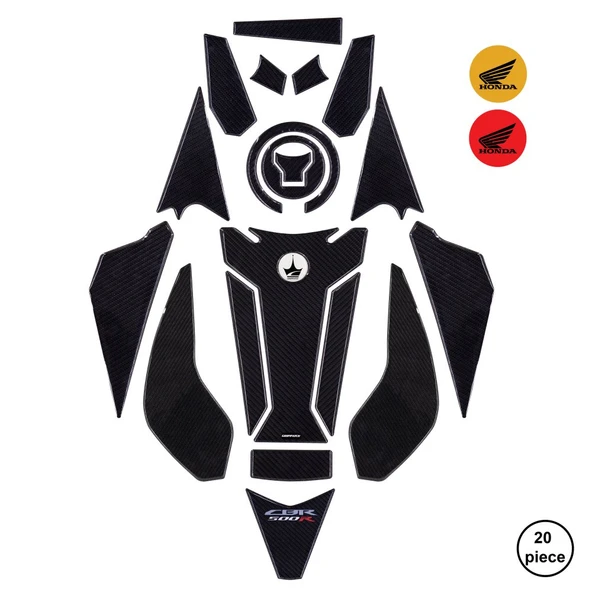 Grippatch Honda CBR500 Black 2025 ile Uyumlu Kaydırmaz 6D Karbon 20 Parça Tank Pad Seti GC25 ürün görseli 1
