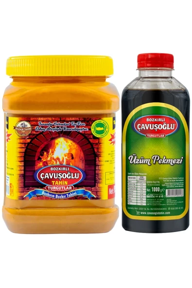 Bozkırlı Çavuşoğlu Çifte Kavrulmuş Kepeksiz Bozkır Tahini 930 gr Çavuşoğlu Üzüm Pekmezi 1000 gr ürün görseli 1