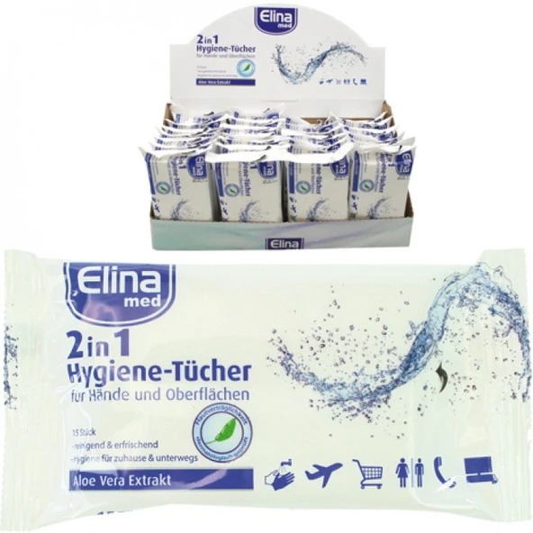 Elina Med Cep islak Mendil 15Li Aloevera (Seyahat Tipi) ürün görseli 1