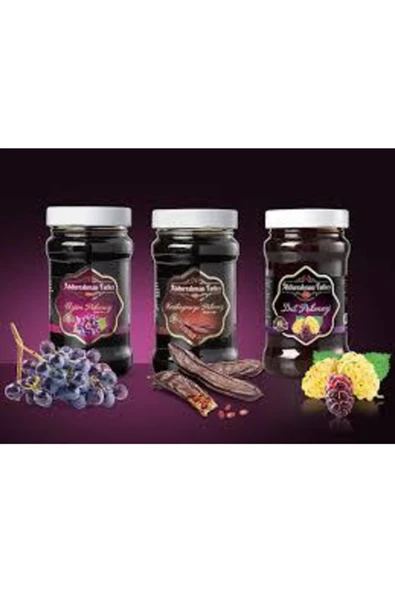 Abdurrahman Tatlıcı 380gr Harnup + 380gr Üzüm + 380gr Dut Pekmezi (3 Lü Paket) ürün görseli 1