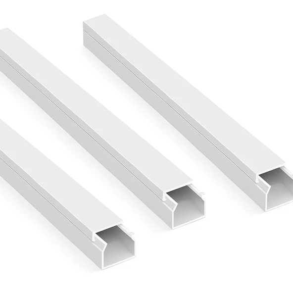 3'lü 2 Metre Kablo Kanalı Seti 16x16mm PVC Yapışkanlı Kolay Montajlı Kablo Düzenleyici ürün görseli 1