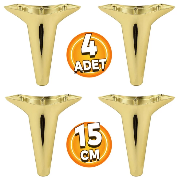 Aspen Lüks Mobilya Kanepe Koltuk Tv Ünitesi Baza Ayağı Ayakları 15 Cm Gold Atın (4 ADET) Plastik ürün görseli 1