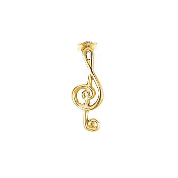 14k Altın Tek Sol Anahtarı Melodi Küpe ürün görseli 1
