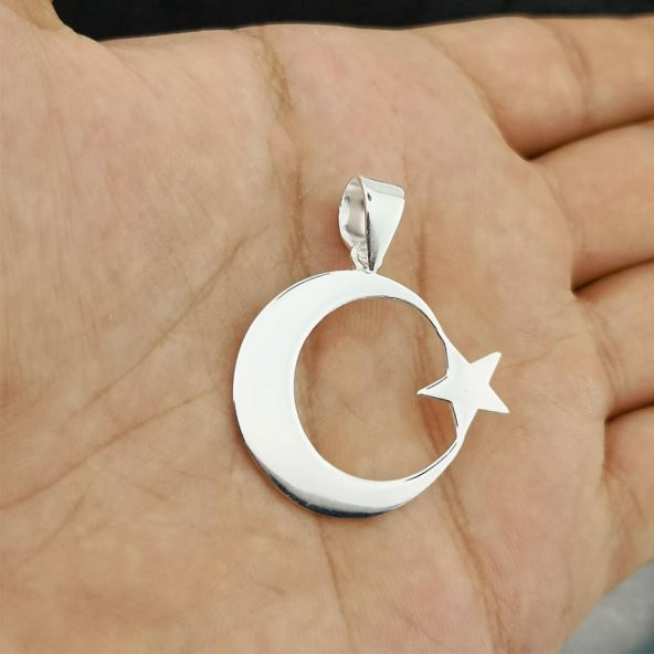 925 Ayar Gümüş Ayyıldız Kolye Ucu Orta Boy ürün görseli 1