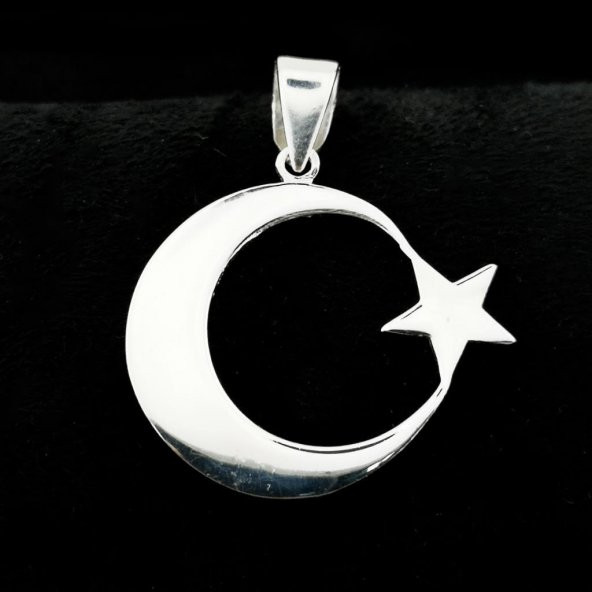 925 Ayar Gümüş Ayyıldız Kolye Ucu Orta Boy - Resim 3