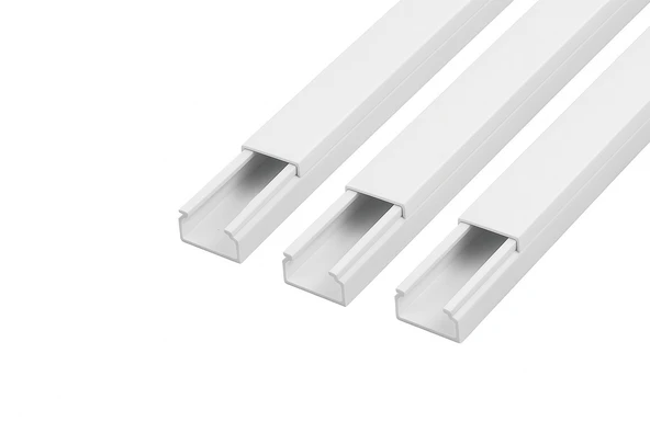 3'lü 1 Metre Kablo Kanalı Seti 12x12mm PVC Yapışkanlı Kolay Montajlı Kablo Düzenleyici ürün görseli 1