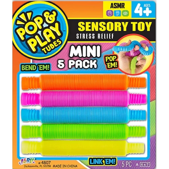 Pop & Play Tubes Duyusal Stres Oyuncağı Mini 5'li - ASMR ürün görseli 1