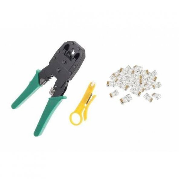 Network Pensesi Jack RJ45 RJ11 Rj9 Sıkma Pensesi Jak Cat5 Bağlama 100 Adet Konnektör ürün görseli 1