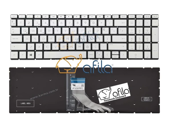 HP 255 G9 (6Q8N2ESWH07) uyumlu Notebook Klavyesi, Laptop Tuş Takımı (Silver, Gri TR) - ışıklı ürün görseli 1