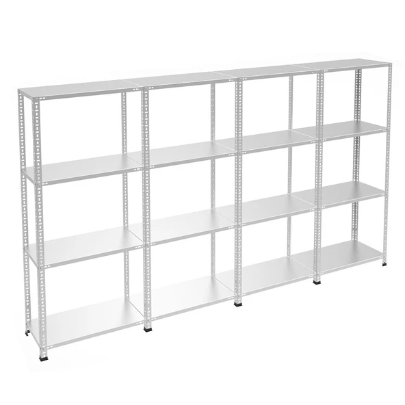 4 Katlı 4'lü Galvaniz Çelik Raf - Depo, Arşiv, Kiler, Dosya, Market Rafı  59x75 cm 150 cm 0.70 mm ürün görseli 1