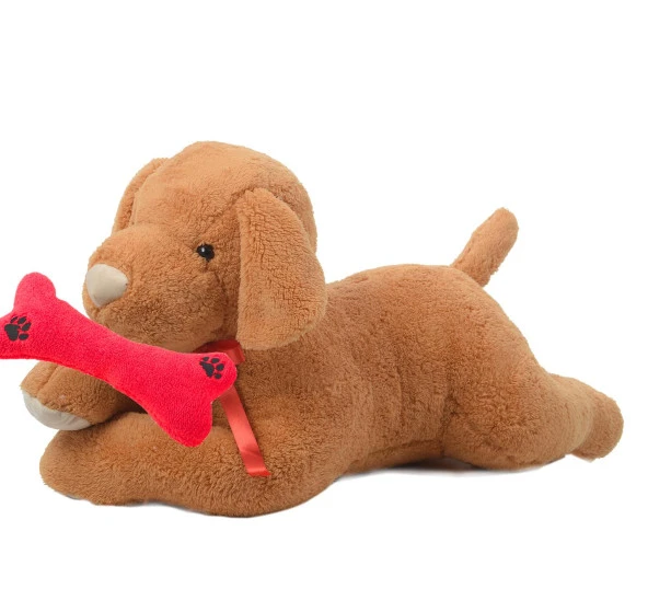 Ağzında Kemiği ile Peluş Yumuşacık Sevimli Köpek, Uyku ve Oyun Arkadaşı-80 cm ürün görseli 1