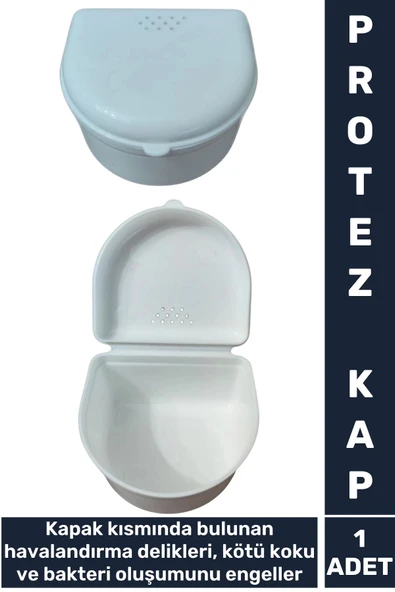 Premium Kötü Koku Bakteri Oluşumu Önleyici Delikli Kapaklı Hijyenik Protez Diş Saklama Kabı 1 Adet ürün görseli 1
