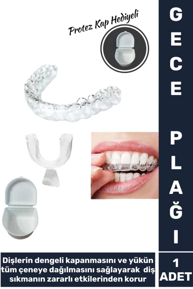 Premium Diş Çene Sıkma Gıcırdatma Bruksizm Önleme Gece Plağı Koruyucu Uyku Aparatı +Protez Kap ürün görseli 1