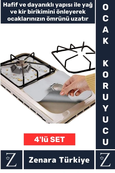 Premium Yüksek Kalite Uzun Ömürlü Kolay Temizlenir Yağ Kir Çözücü Ocak Koruyucu 4'lü Alüminyum Ped ürün görseli 1