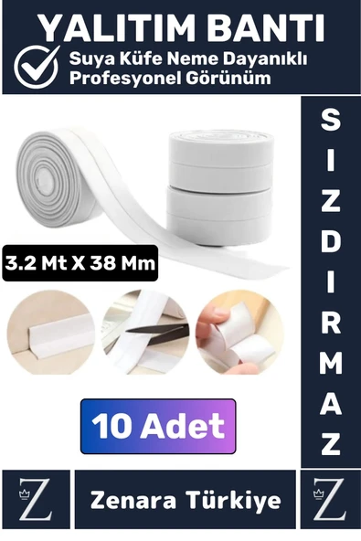 Premium Uzun Ömürlü Su Nem Küfe Dayanıklı Mutfak Lavabo Pencere Kenar Yalıtım Bandı 3.2 Mt X 10 Adet ürün görseli 1