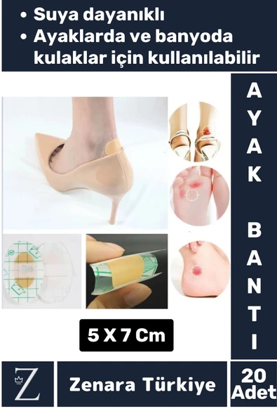 Gündelik İnce Nefes Alabilir Su Geçirmez Kulak Su Kaçma Ayakkabı Topuk Vurma Önleyici Bant 20 Adet ürün görseli 1