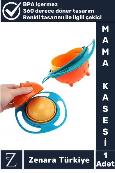 Premium BPA Free Pratik Kolay Temizlenir Dönen Tasarım Eğlenceli Dökülmeyen Bebek Mama Kasesi ürün görseli 1