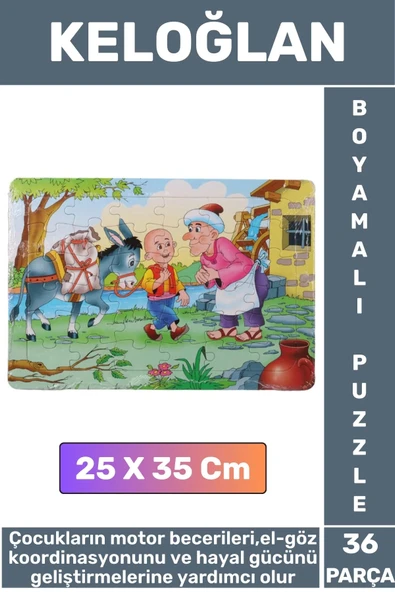 Premium Eğlenceli El Göz Koordinasyonu Motor Becerisi 36 Parça Boyamalı Puzzle KELOĞLAN ürün görseli 1