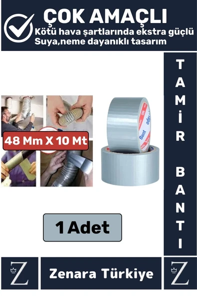 Ultra Güçlü Suya Neme Dayanıklı Çok Amaçlı Onarım Kırık Tamir İzolasyon Bantı Gri 48 Mm x 10 Metre ürün görseli 1