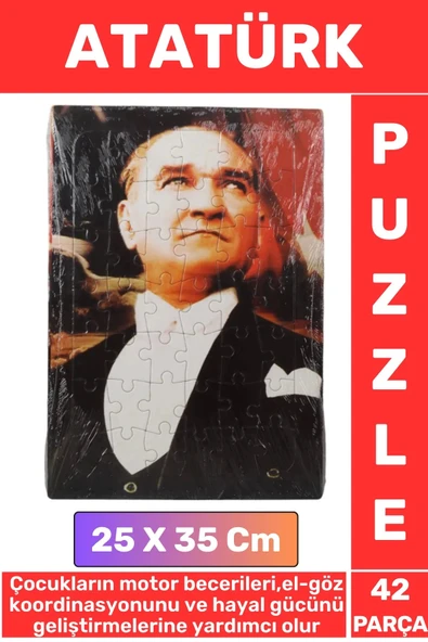 Premium Eğitici Eğlenceli El-Göz Koordinasyonu Motor Becerisi Geliştiren 42 Parça Puzzle ATATÜRK ürün görseli 1