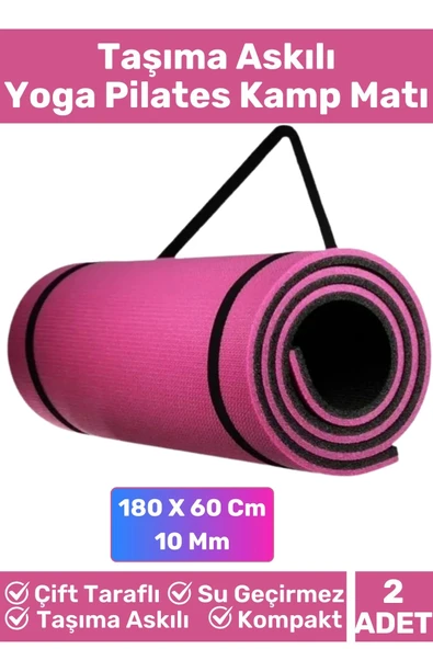 Özel Çift Taraflı Kaymaz Silinebilir Yoga Meditasyon Fitness Kamp Minderi 10 Mm Askılı Mat 2'li Set ürün görseli 1