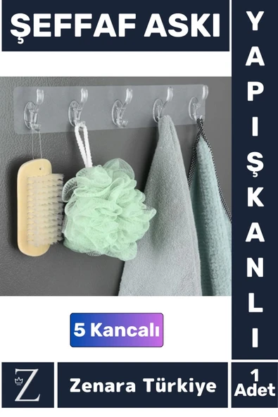 Premium Çok Fonksiyonlu Mutfak Banyo Askısı İz Bırakmaz Kendinden Yapışkanlı 5 Kancalı Askı Seti ürün görseli 1