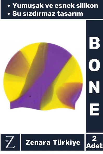 Premium Su Geçirmez Elastik Yumuşak Yüzücü Havuz Deniz Yüzme Şapkası Esnek Silikon Bone 2'Li SET ürün görseli 1