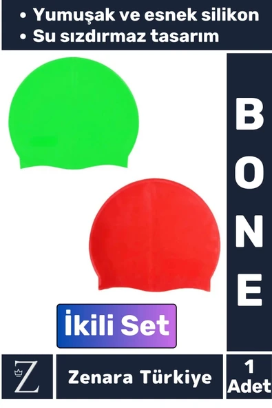Premium Su Geçirmez Elastik Yumuşak Yüzücü Havuz Deniz Yüzme Şapkası Esnek Silikon Bone 2'Li SET ürün görseli 1