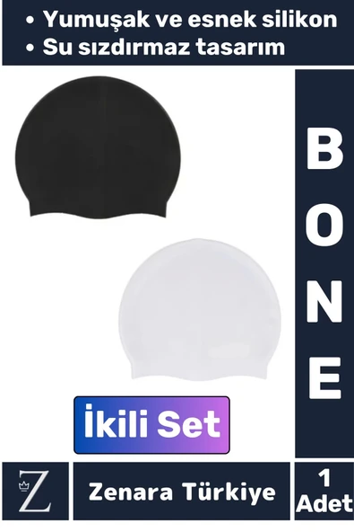 Premium Su Geçirmez Elastik Yumuşak Yüzücü Havuz Deniz Yüzme Şapkası Esnek Silikon Bone 2'Li SET ürün görseli 1