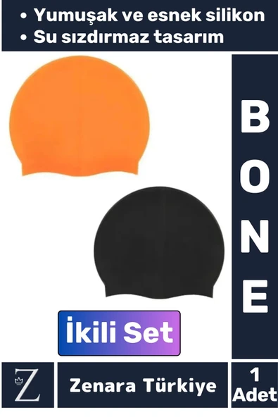 Su Geçirmez Elastik Yumuşak Yüzücü Havuz Deniz Yüzme Şapkası Esnek Silikon Bone 2'Li SET ürün görseli 1