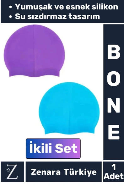 Premium Su Geçirmez Elastik Yumuşak Yüzücü Havuz Deniz Yüzme Şapkası Esnek Silikon Bone 2'Li SET ürün görseli 1