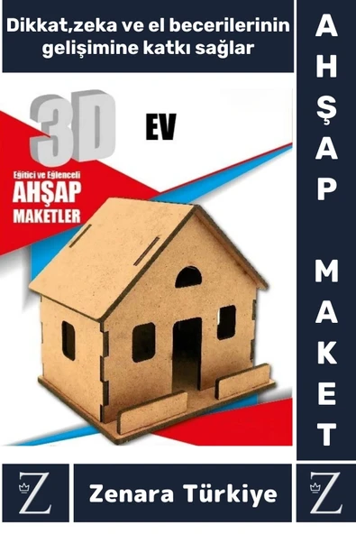 Premium Görsel Zeka El Becerisi Geliştirici Boyanabilir Puzzle Oyun Dekoratif Demonte Ahşap 3D Maket ürün görseli 1