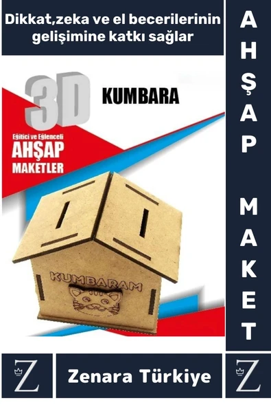Premium Görsel Zeka El Becerisi Geliştirici Boyanabilir Puzzle Oyun Dekoratif Demonte Ahşap 3D Maket ürün görseli 1