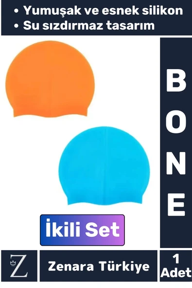 Premium Su Geçirmez Elastik Yumuşak Yüzücü Havuz Deniz Yüzme Şapkası Esnek Silikon Bone 2'Li SET ürün görseli 1