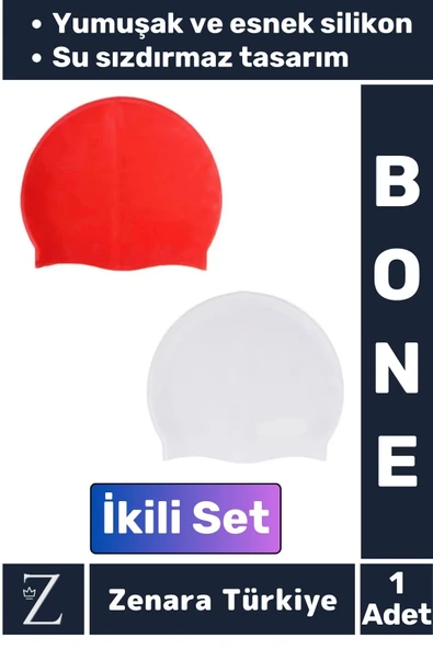 Premium Su Geçirmez Elastik Yumuşak Yüzücü Havuz Deniz Yüzme Şapkası Esnek Silikon Bone 2'Li SET ürün görseli 1