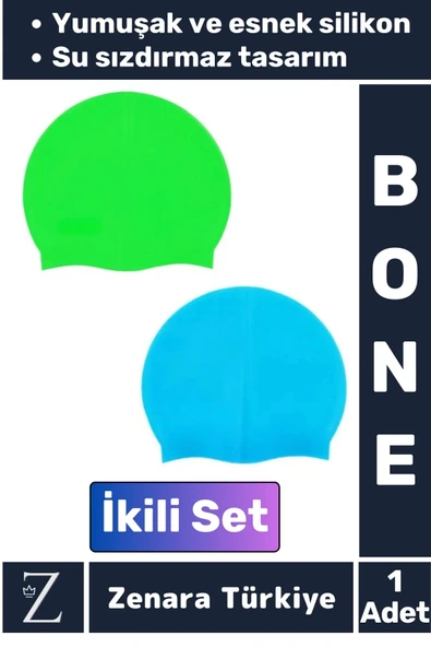 Su Geçirmez Elastik Yumuşak Yüzücü Havuz Deniz Yüzme Şapkası Esnek Silikon Bone 2'Li SET ürün görseli 1