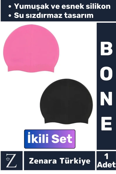 Premium Su Geçirmez Elastik Yumuşak Yüzücü Havuz Deniz Yüzme Şapkası Esnek Silikon Bone 2'Li SET ürün görseli 1