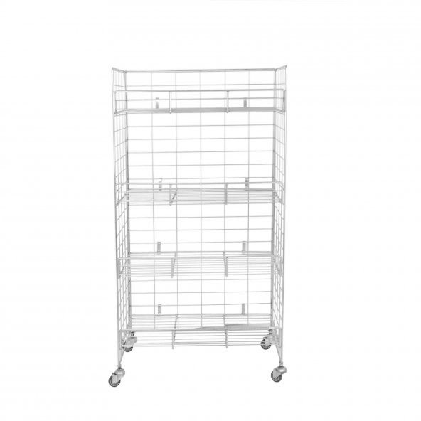 Rafburada® 4 Katlı Aksiyon Sepet.Katlanır Tekerli Tel Stand. ürün görseli 1